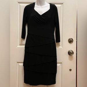 Cleo Petite size 8 Black Long Sleeve Midi Length Dress.
